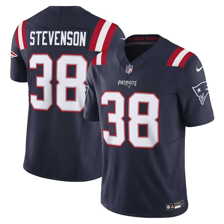 Men New England Patriots 38 Rhamondre Stevenson Nike Navy Vapor F.U.S.E. Limited NFL Jersey